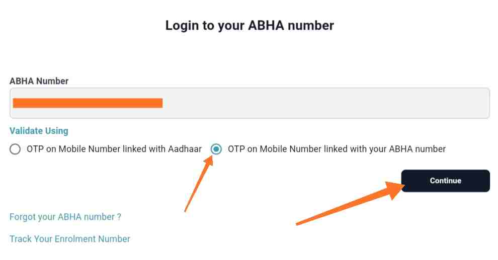 Login to your ABHA number